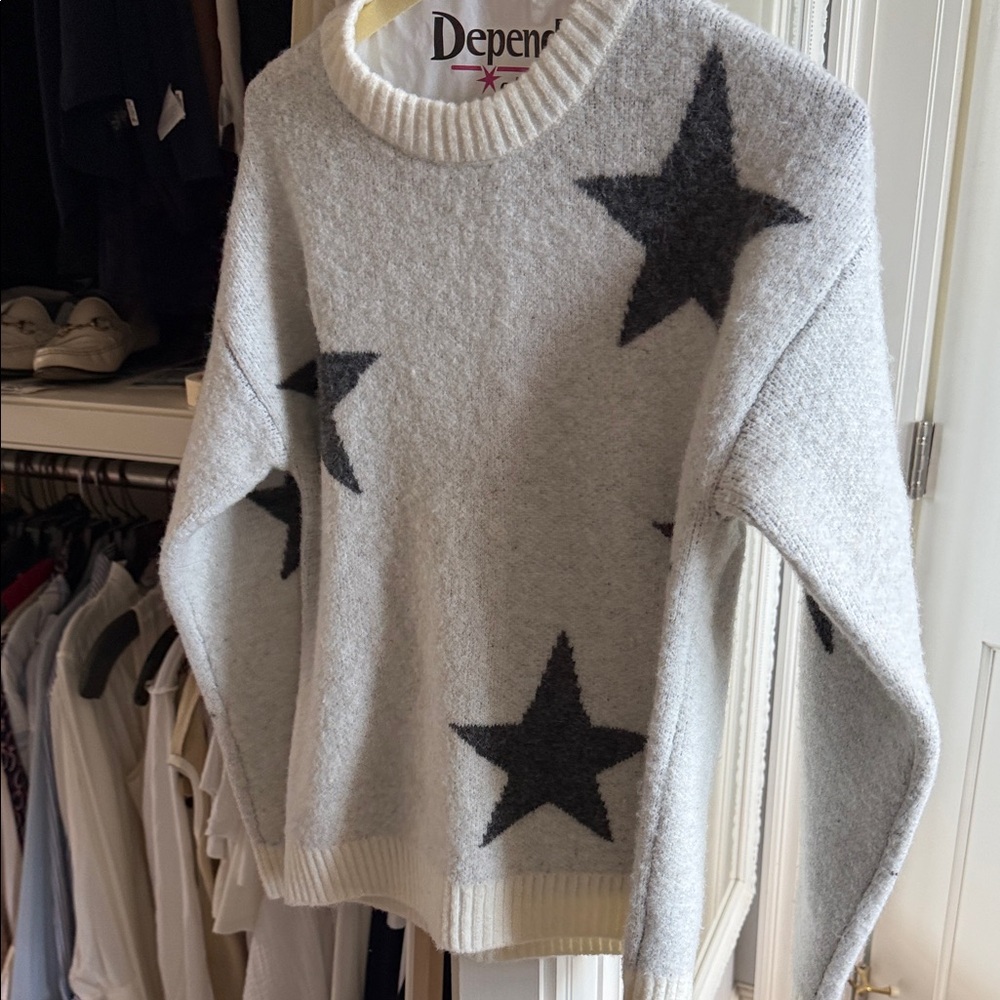 Aqua Green Light Gray Star Sweater